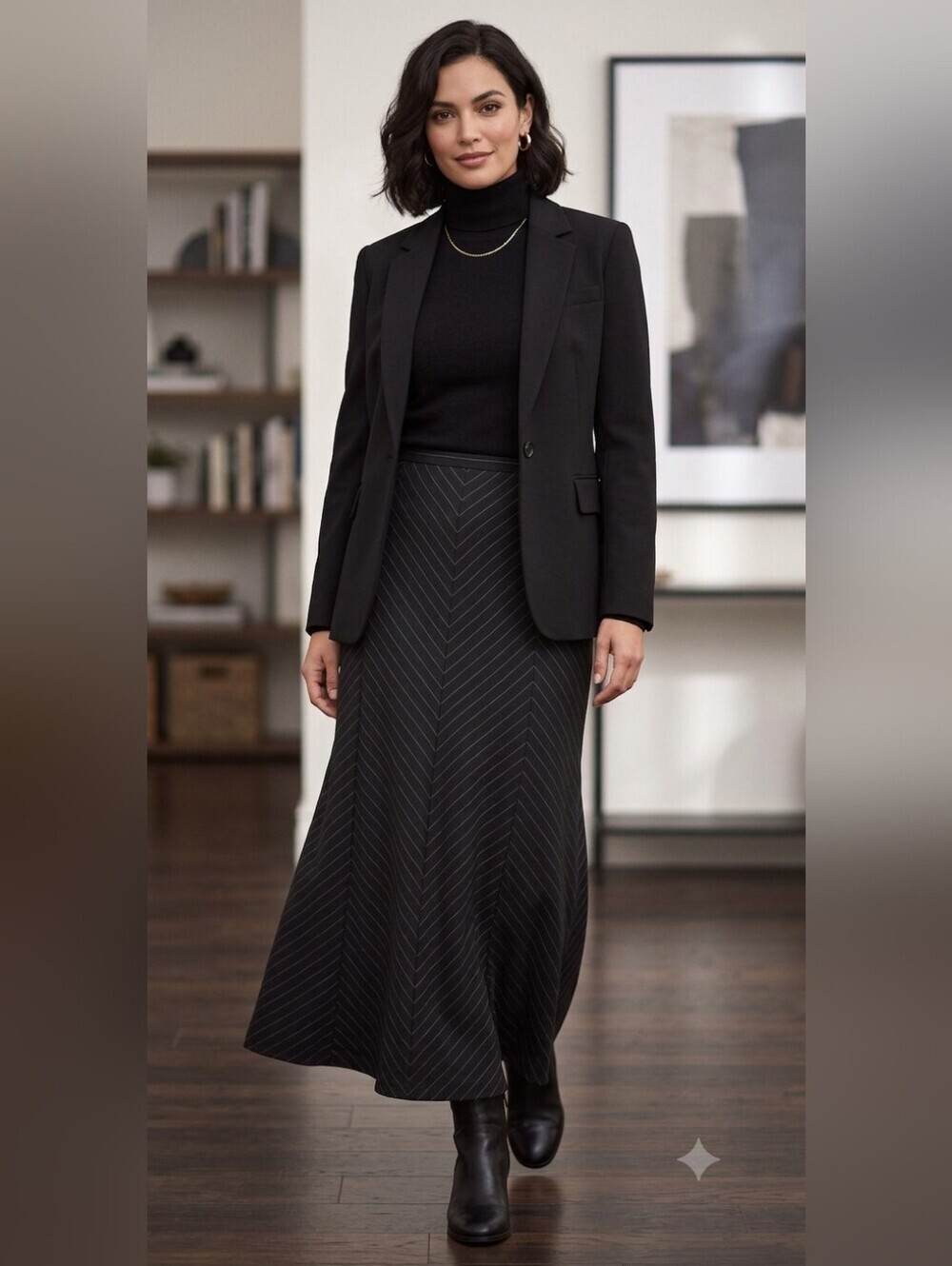Randolph Duke Grey Chevron Maxi Skirt Plus Size 16 W